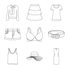 Fototapeta premium Vector illustration of woman and clothing logo. Collection of woman and wear stock vector illustration.