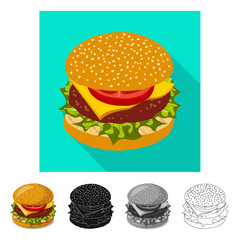 Vector illustration of burger and sandwich symbol. Set of burger and slice stock symbol for web.
