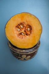 pumpkin on a blue background