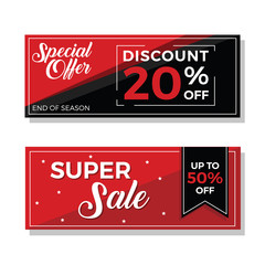Special Offer and Super Sale Banners with 20% and 50% Discount