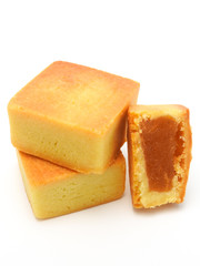 High angel view of sweet pineapple cake isolated on white background.Taiwan famous and traditional pastry, snack, dessert.Taiwan rural industry and food culture.
