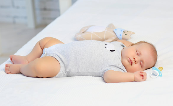 Portrait of a sleeping 3 month old baby