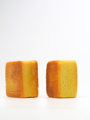 Front view of sweet pineapple cake isolated on white background.Taiwan famous and traditional pastry, snack, dessert.Taiwan rural industry and food culture.