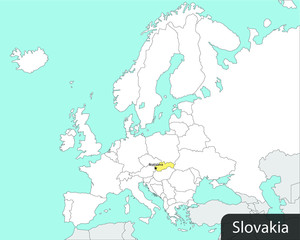 Slovakia, map of Europe, vector illustration