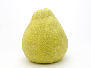 Front view of pomelo, Citrus maxima or Citrus grandis isolated on white background. Collected before the Mid-Autumn Festival, as a gift for friends and relatives. Taiwan food and fruit concept.