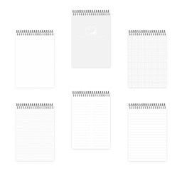 A5 top spiral notebook with various ruled paper, vector mock up