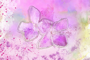 Watercolor style digital floral painting in bright pink