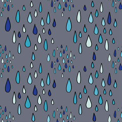 Rain drops seamless pattern. Doodle. Vector illustration. Can be used for wallpaper, textile, invitation card, wrapping, web page background.