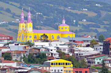 Church of San Francisco, Castro, Chiloe Island, Chile. - obrazy, fototapety, plakaty