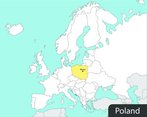 map of Poland on European continent 