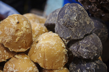 Raw unrefined sugar at local Indian market