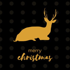 Merry Christmas - goldenes Rentier auf schwarzem Hintergrund