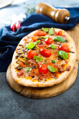 Pizza with Ham and Mushrooms