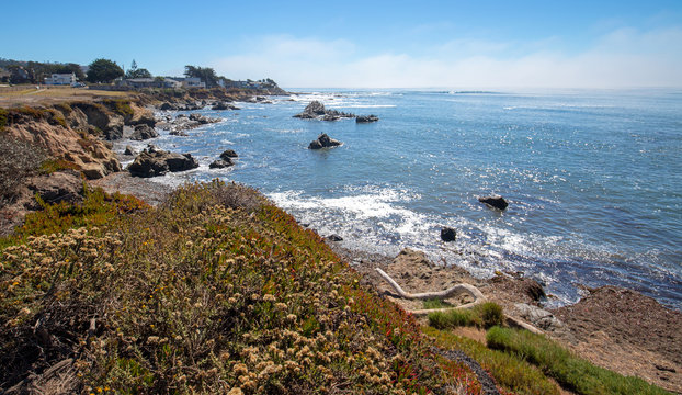 Rugged rocky Central California coastline at Cambria California United States