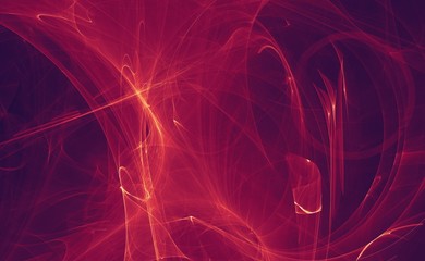 Abstract red light and laser beams, fractals  and glowing shapes  multicolored art background...