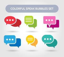 Colorful speech bubble signs. Vector color bubbles shapes for chatting or chat conversation