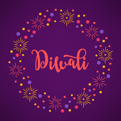 Holiday wreath with confettti and firework