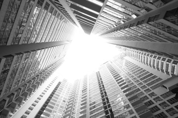 black and white view of High tower