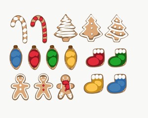 set of christmas icons illustration cartoon