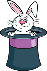 Fototapeta premium Ilustracja kreskówka królika wychodzącego z cylindra.