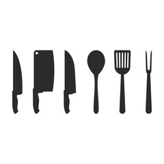 Silhouettes of kitchen accessories. Vector illustration.