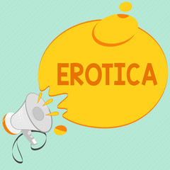 Writing note showing Erotica. Business photo showcasing Books pictures produce sexual desire pleasure Erotic literature art.