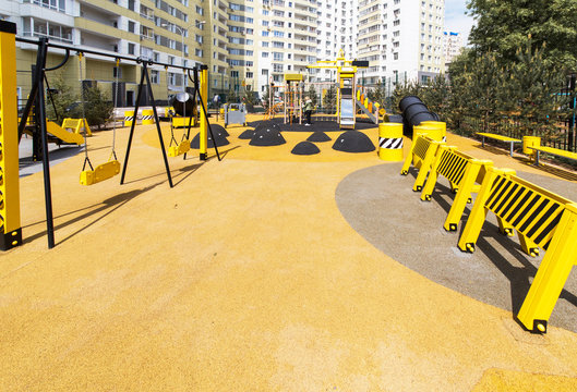 Modern Children's Playground In The City. Outdoor Games