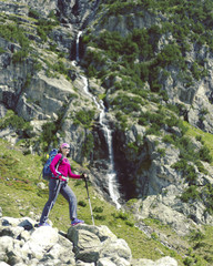 Trekking in the Canadian mountains.Hike is the popular recreation activity in North America.