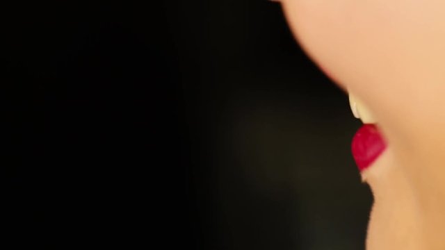Creatively painted lips close-up