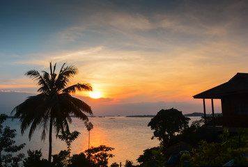 Fototapeta na wymiar Golden Sunset Wonderful Bintan Indonesia 