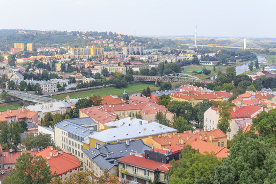 Przemysl, polish Podkarpacie. City Panorama from castle tower.