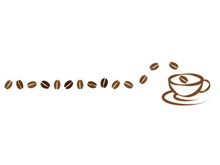 コーヒー豆とカップのライン