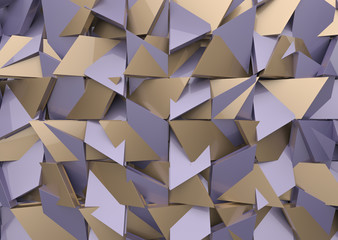 3d rendering. modern purple and brown color mix polygon shape pattern wall background.