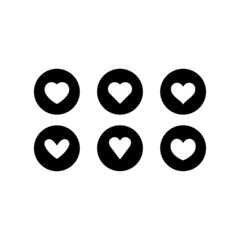 Love heart vector icons set, isolated illustration