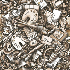 Cartoon cute doodles hand drawn Artist seamless pattern © balabolka
