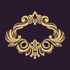 Gold decorative frame. Vector logo templates. The past. Monogram, initials, jewelry. Elegant emblem logo for restaurants, hotels, bars and boutiques. Invitations, booklets and brochures