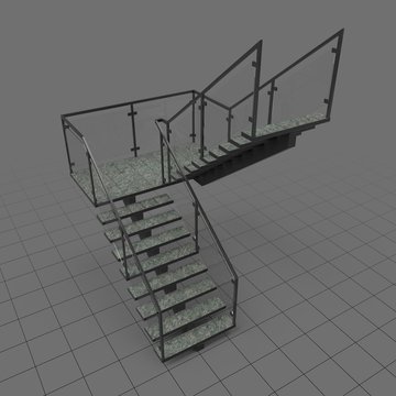 C-shaped industrial staircase