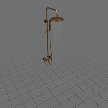 Wide shower head with water on