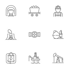 set of icons of the mining industry