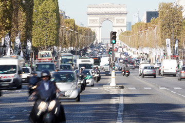 PARIS, FRANCE - OCTOBER 5 2018 -  Paris street congested traffic