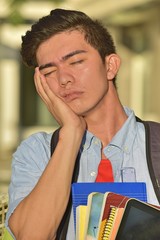 Tired Male Student