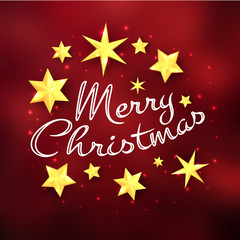 Christmas greeting card design with star ornaments on red background