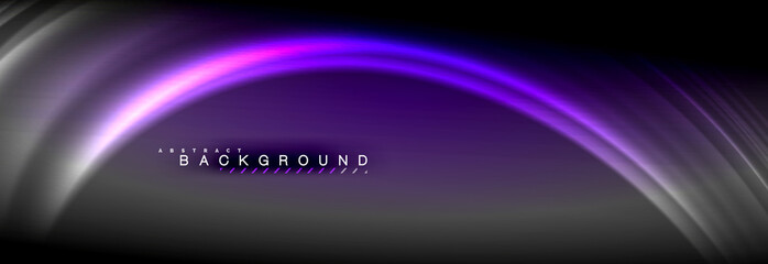 Neon glowing fluid wave lines, magic energy space light concept, abstract background wallpaper design