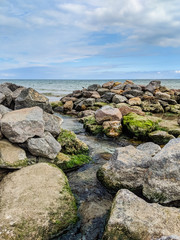 Small creek in the sea during the autumn season