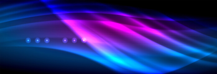 Fototapeta premium Liquid neon flowing waves, glowing light lines background