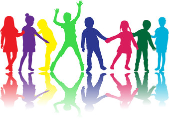 Dancing children silhouettes.