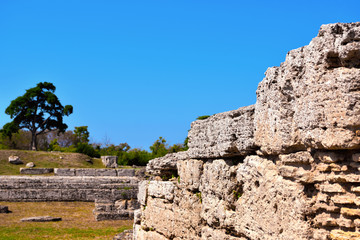 Paestum capaccio Italy The ancient ruins of remains of religious buildings of the ancient Greek...