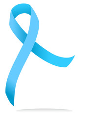 Blue ribbon realistic vector. Prostate cancer awareness month ribbon isolated on white background.