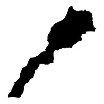 Black map country of Morocco