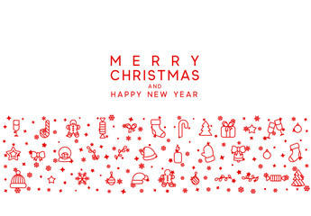 Merry Christmas and Happy New Year. Xmas holiday background greeting card.